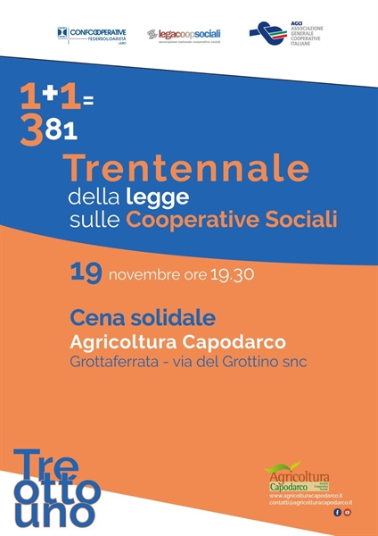 “1+1=381”: LA COOPERAZIONE SOCIALE DEL LAZIO FESTEGGIA INSIEME I 30 ANNI DELLA LEGGE 381