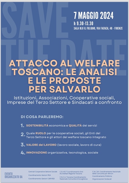 WELFARE TOSCANO SOTTO ATTACCO: IL SOCIALE FA FRONTE COMUNE PER SALVARLO