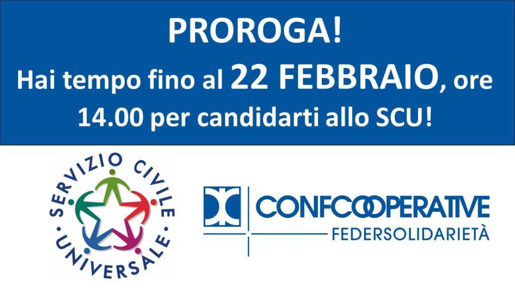 PROROGA! HAI TEMPO FINO ALL 22 FEBBRAIO, ORE 14.00, PER CANDIDARTI ALLO SCU CON CONFCOOPERATIVE!